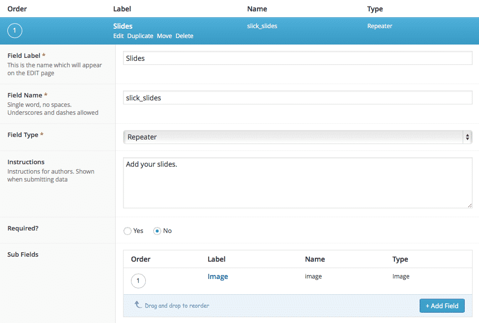 Image Slider - Advanced Custom Fields Repeater Field