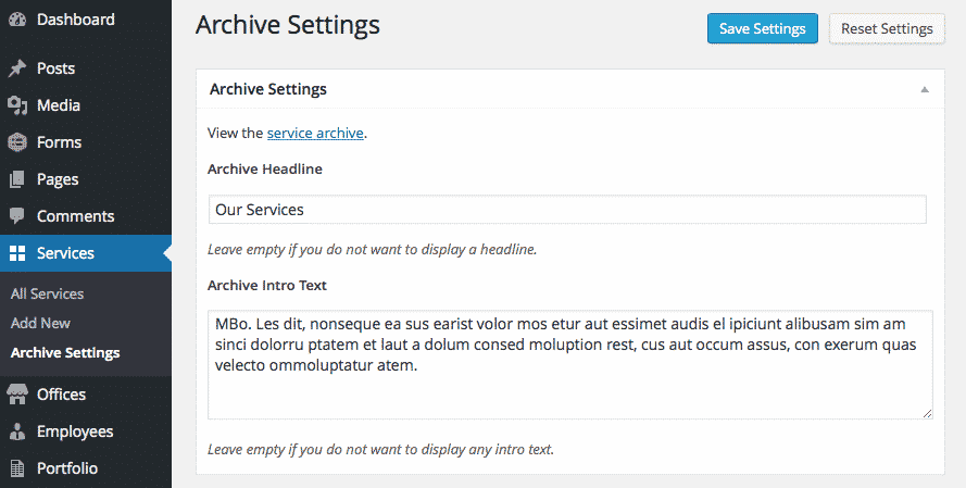 Genesis Custom Post Type Archive Settings