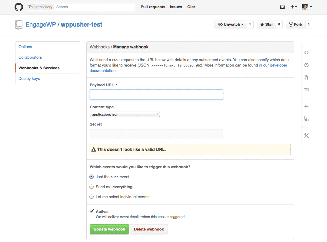 GitHub - Add Webhook