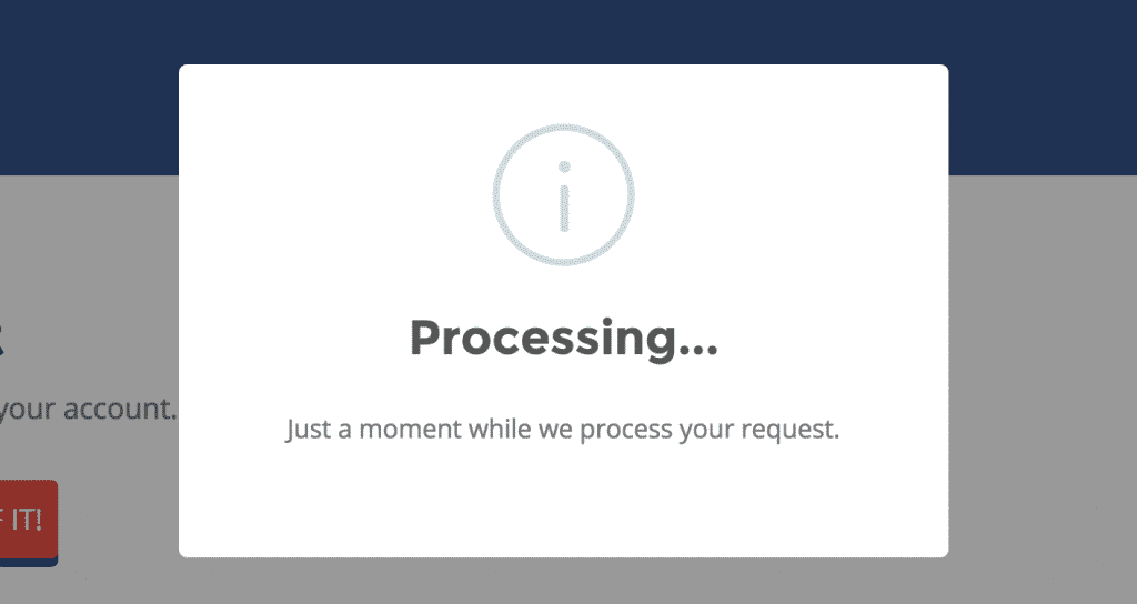 WP Delete User Accounts Processing Modal