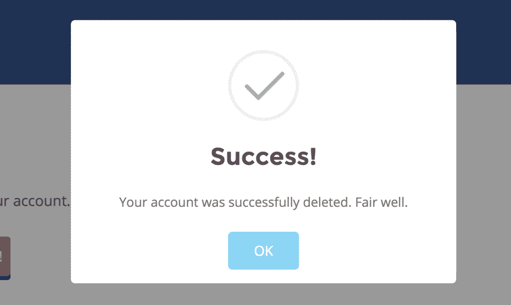 WP Delete User Accounts Success Modal