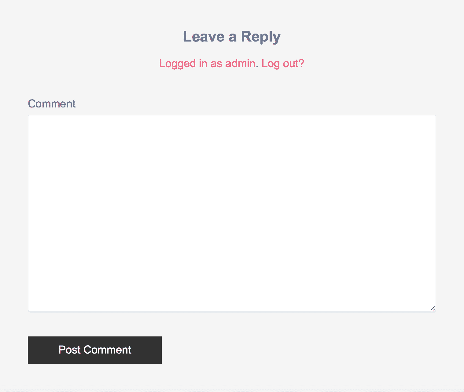 WordPress Comment Form with Logout Link