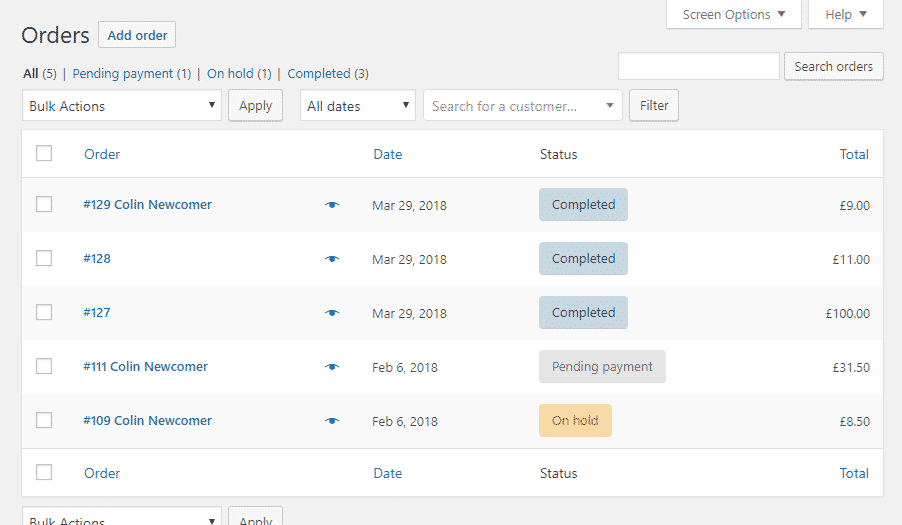 managing orders in woo